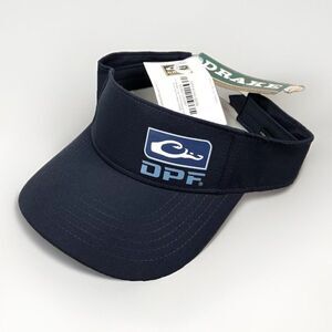 Drake DPF Performance Fishing Visor Navy Blue Ripstop Logo Hat Cap‎ Outdoors NWT